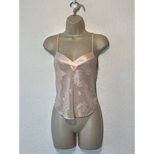 Lucie Ann II Vintage Pink Floral Sheer Chiffon Camisole Satin Trim Top 7255 34